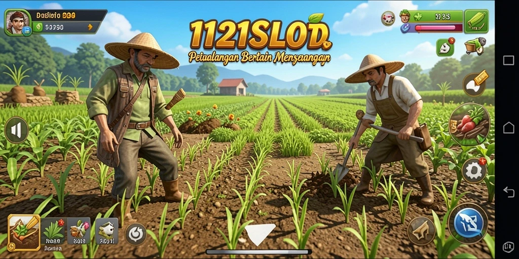 Tampilan menarik dari gameplay bertani di 1121SLOT.