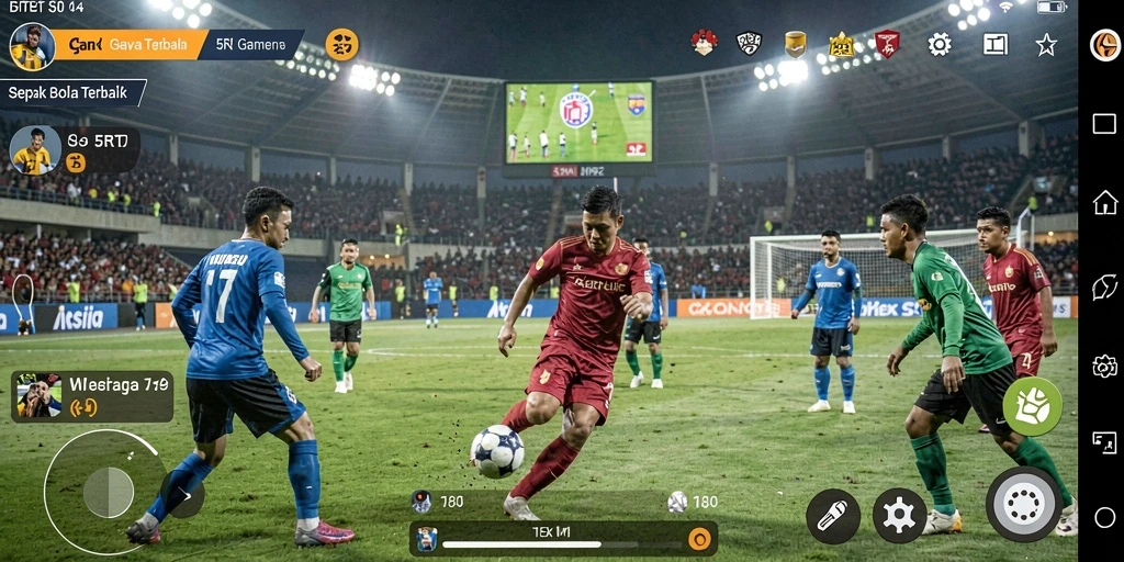 Tangkapan layar gameplay 5RT yang mendebarkan di lapangan sepak bola.