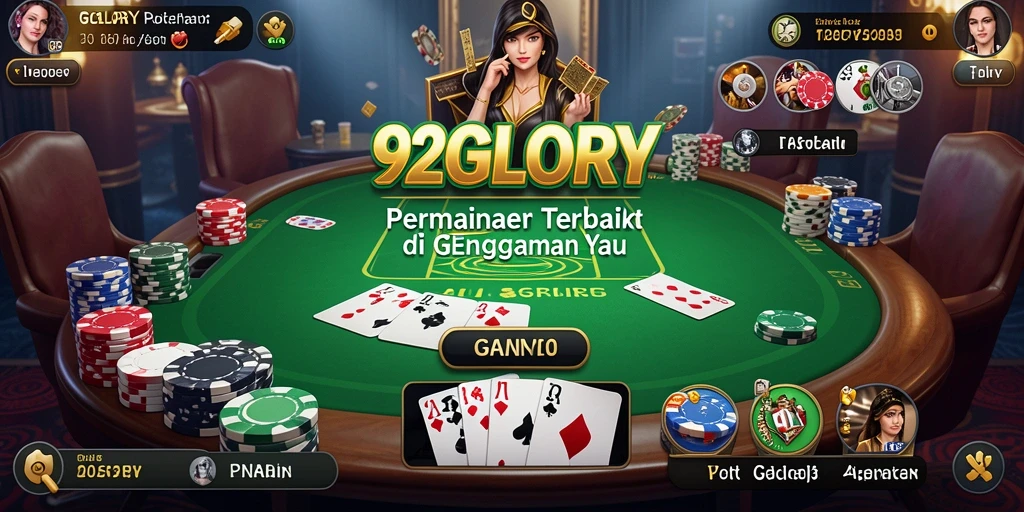 Tampilan gameplay seru di 92GLORY yang menampilkan aksi Poker langsung.