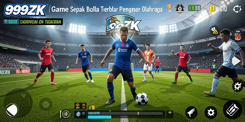 Gameplay yang seru dan menegangkan di lapangan sepak bola.