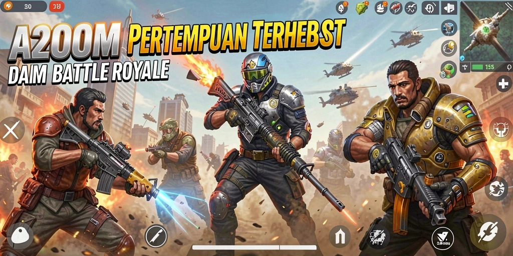 Tampilan seru gameplay A200M dalam pertempuran Battle Royale.