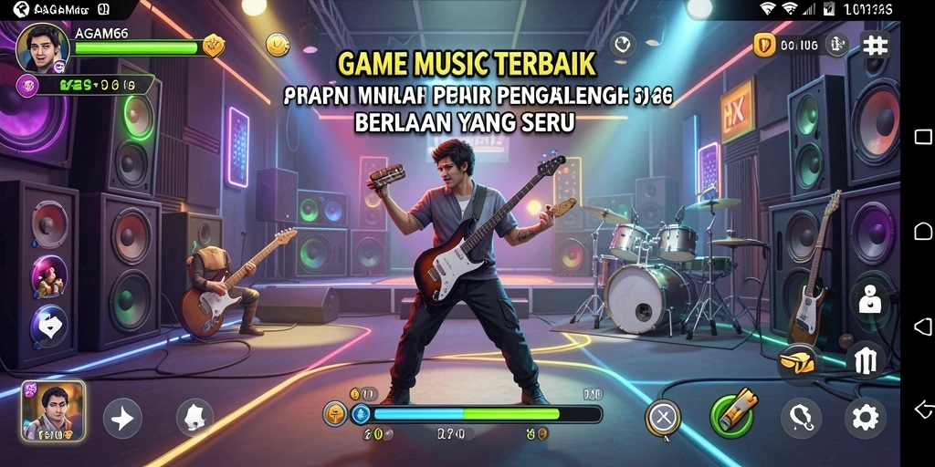 Tampilan gameplay AGAM66 yang menampilkan berbagai tantangan musik.