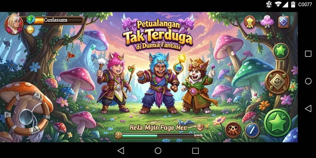 Tangkapan layar aksi menegangkan dalam C0077 saat menjelajahi dunia fantasi.