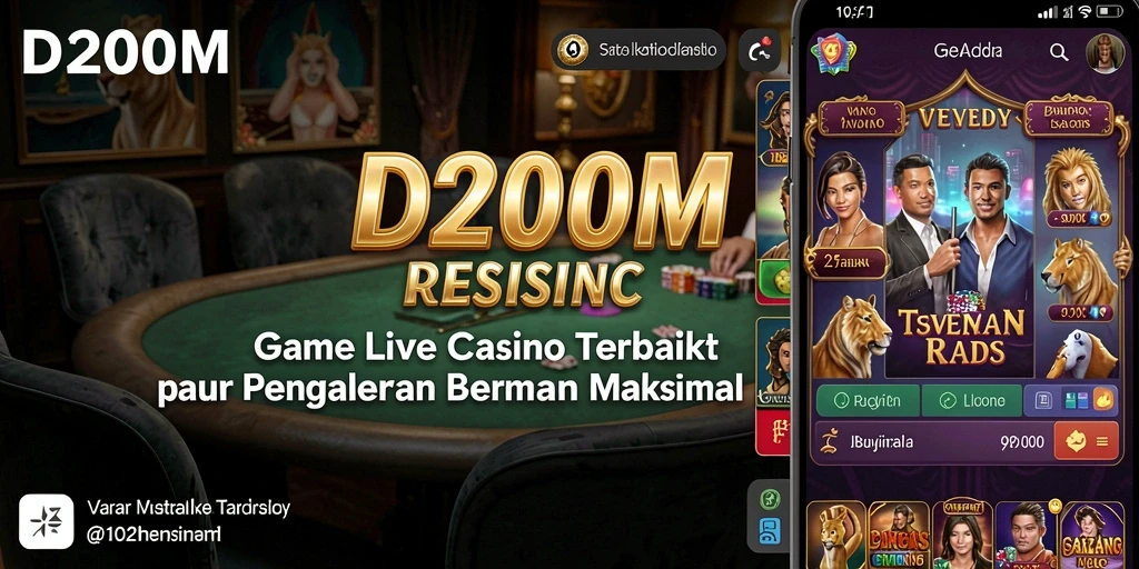 Gameplay D200M menunjukkan interaksi dealer langsung dalam permainan Live Casino.