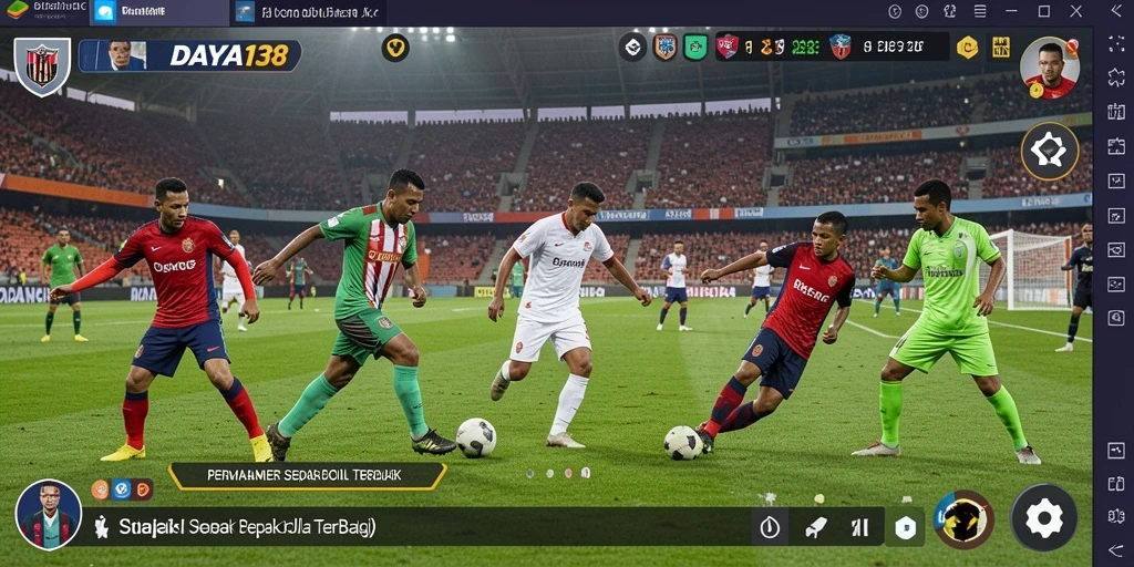 Tampilan gameplay intens di lapangan sepak bola.