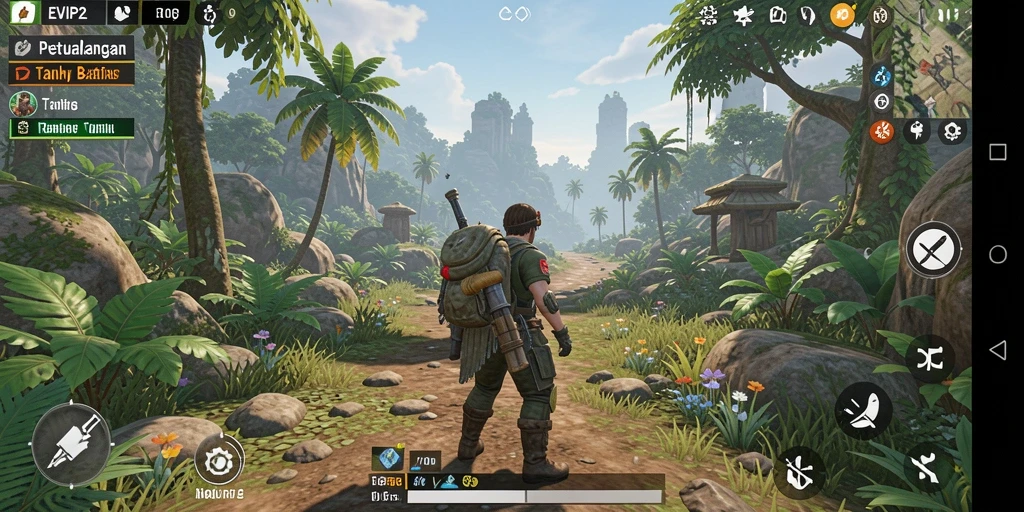 Screenshot gameplay Open World EVIP2 dengan pemandangan menakjubkan.