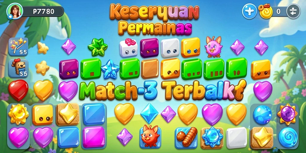 Tampilan gameplay menarik di F7F7 dengan kombinasi warna yang cerah.