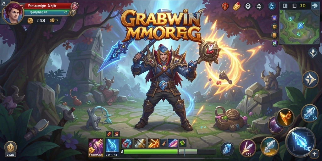 Screenshot gameplay <strong>GRABWIN</strong> yang menampilkan pertarungan epik dalam dunia MMORPG.