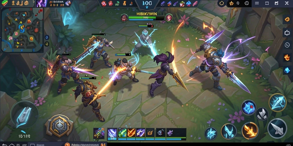 Tampilan gameplay mendebarkan di HIBIKIWIN dengan pertarungan strategis.