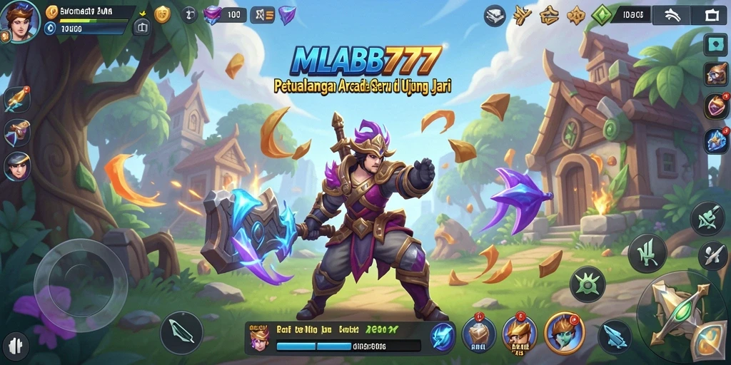 Tampilan gameplay seru MLBB777 dengan karakter yang dinamis.