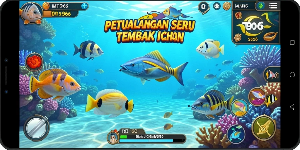 Screenshot gameplay MT966 menampilkan aksi menembak ikan yang seru.
