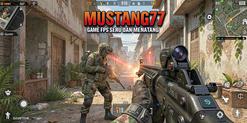 Tampilan gameplay menarik dari MUSTANG77 dalam aksi FPS.