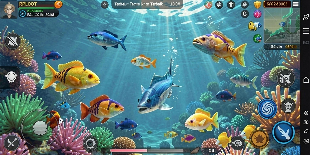 Tampilan gameplay seru dari RPLOOT saat berburu ikan.