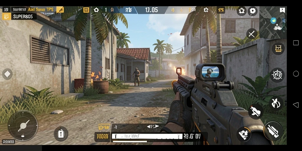 Tangkapan layar menampilkan aksi intens dalam gameplay TPS SUPER805.