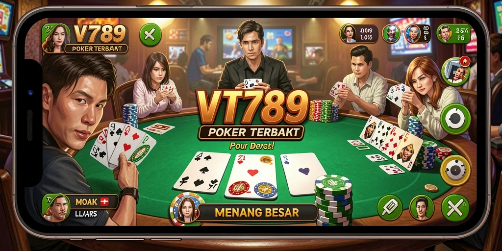 Tampilan menarik dari gameplay Poker di VT789.