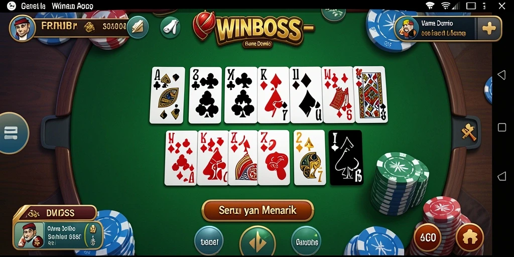 Tampilan gameplay utama WINBOSS saat bermain Domino online.