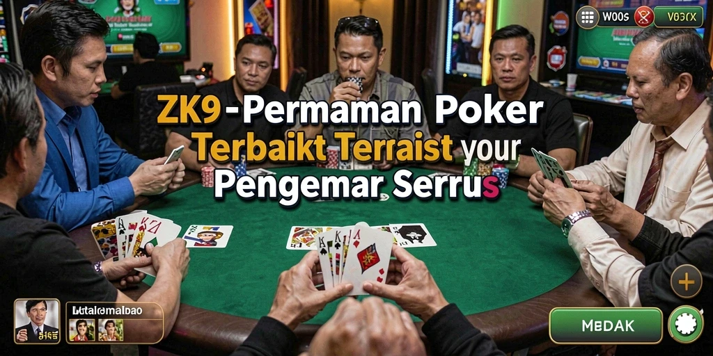 Tangkapan layar utama ZK9 menampilkan momen seru permainan Poker.